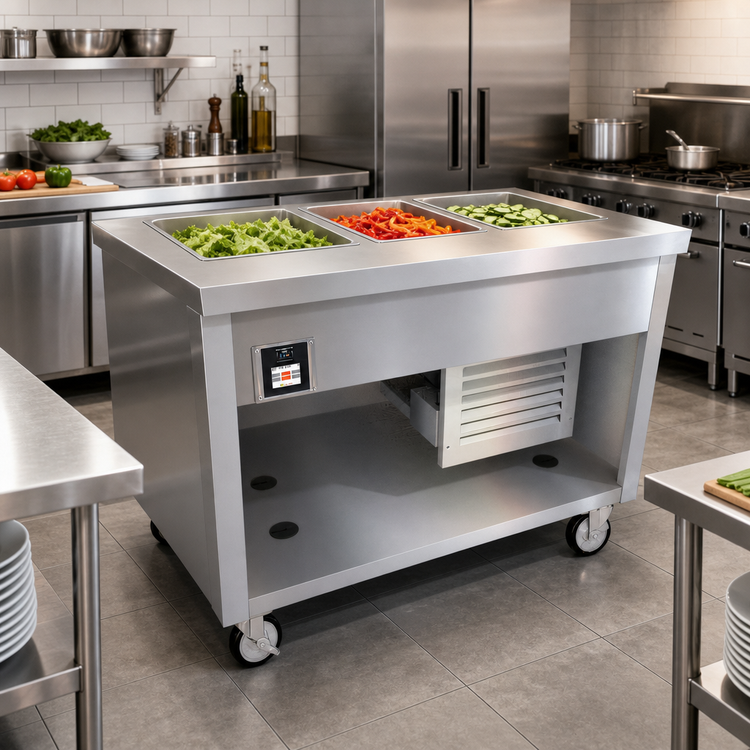 Product image #2 for Thurmaduke TFCP-46PG-N7 46 Inch Flush Mount Mobile Cold Pan Unit, 3 Sections