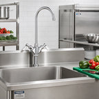 Thumbnail image #2 for Fisher 52906 Commercial Manual Deck-Mount Single-Hole Dual-Control Faucet with 12-Inch Swivel/Rigid Gooseneck Spout