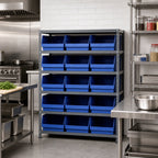 Thumbnail image #2 for Quantum 1239-209 Stationary Wire Shelving Unit, 36" W x 12" D x 39" H, 5 Shelves, 12 Bins, 400 lb. per Shelf