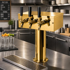 Thumbnail image #2 for Micro Matic USA T Style D7743PVDKR Countertop 3-Faucet Glycol-Cooled Draft Beer Tower with PVD Brass Finish