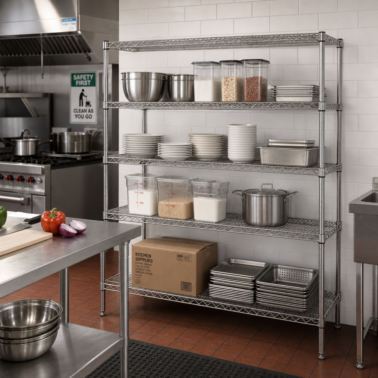 Product image #2 for Metro Super Erecta Brite Add-On Wire Shelving Unit, 72"W x 21"D x 63"H, 4 Shelves