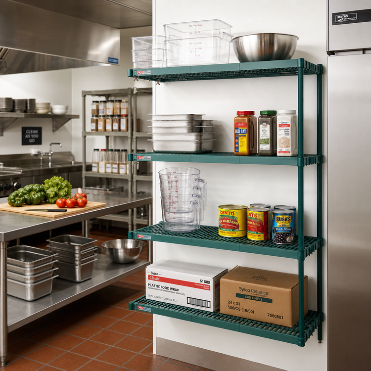 Product image #2 for Metro Super Erecta Pro 24"W x 24"D x 63"H Green Louvered Polymer Shelving Add-On Unit, 4 Shelves