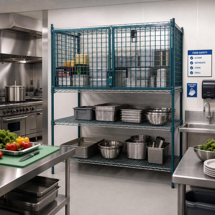 Product image #2 for EagleGard 60"W x 24"D Security Enclosure Kit with Hinged Doors, Blue-Green Hybrid Epoxy Finish
