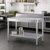 Thumbnail image #2 for New Age 84-Inch x 24-Inch Poly Top Work Table with 6-Inch Backsplash and Open Aluminum Base