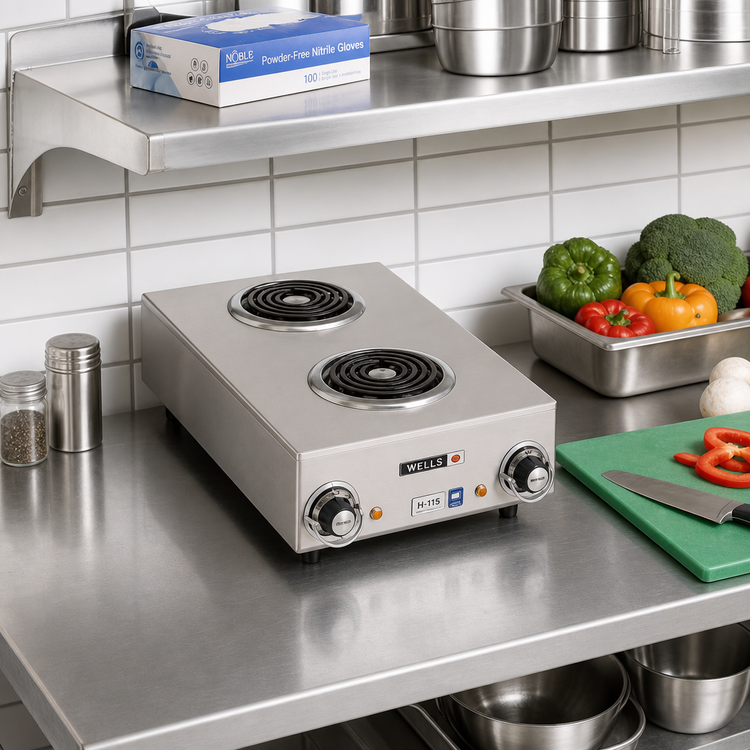 Product image #2 for Wells H-115 Two-Burner Countertop Electric Hot Plate, 14-3/4 Inch Wide