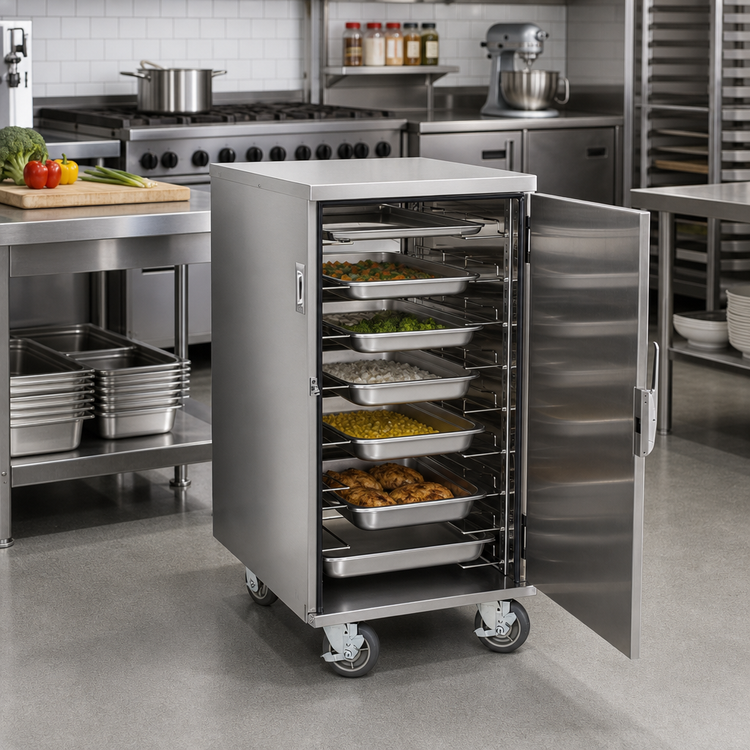 Product image #2 for Stainless Steel Under-Counter Enclosed Transport Cabinet with 5 Universal Tray Slides