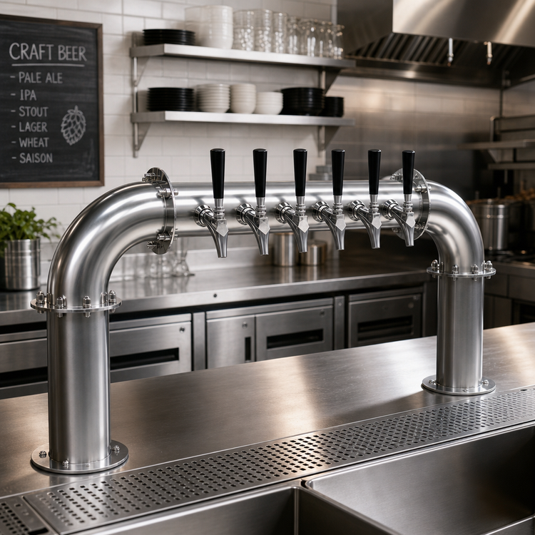 Product image #2 for Krowne 6-Faucet Pass-Through Glycol-Cooled Pipe Tower, 39-Inch Overall Length