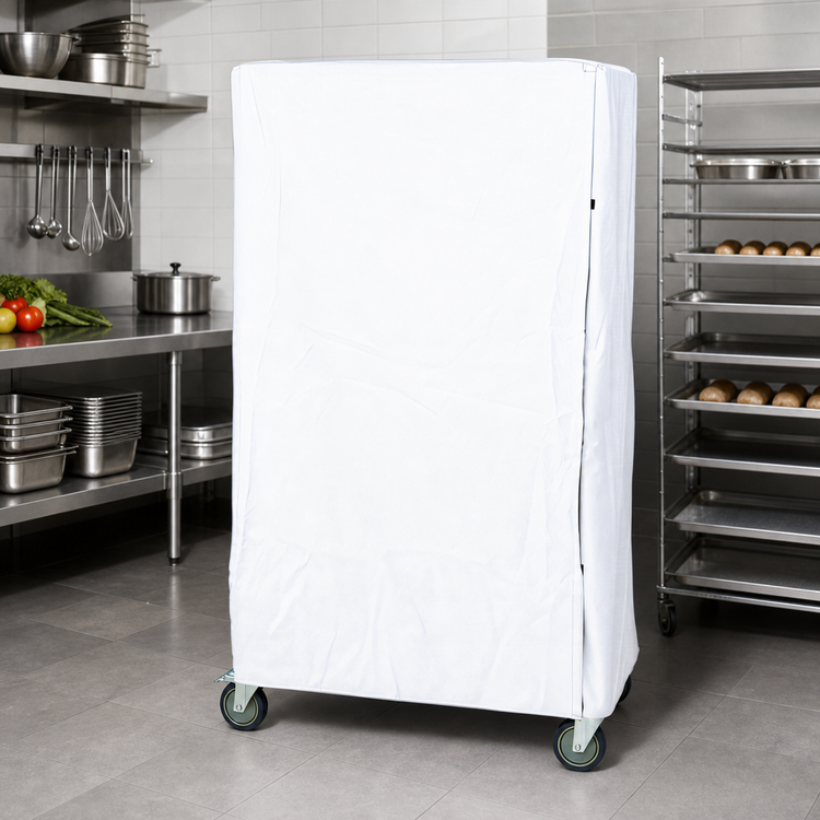 Product image #2 for Wire Cart Cover for 18 x 36 x 74 Inch Carts, 400 Denier White Nylon with Zipper Flap
