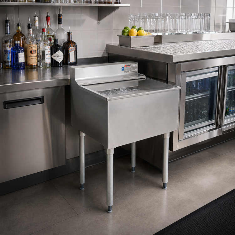 Product image #2 for Eagle Group 2200 Series Underbar Ice Bin/Cocktail Unit with Sliding Cover, 18 Inch x 24 Inch, 44 lb Capacity