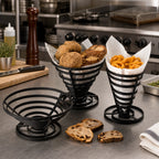 Thumbnail image #2 for American Metalcraft FCD1 Conical Flat-Coil French Fry Basket, 5-Inch Diameter x 6-3/4-Inch High, Wrought Iron, Black Case of 24