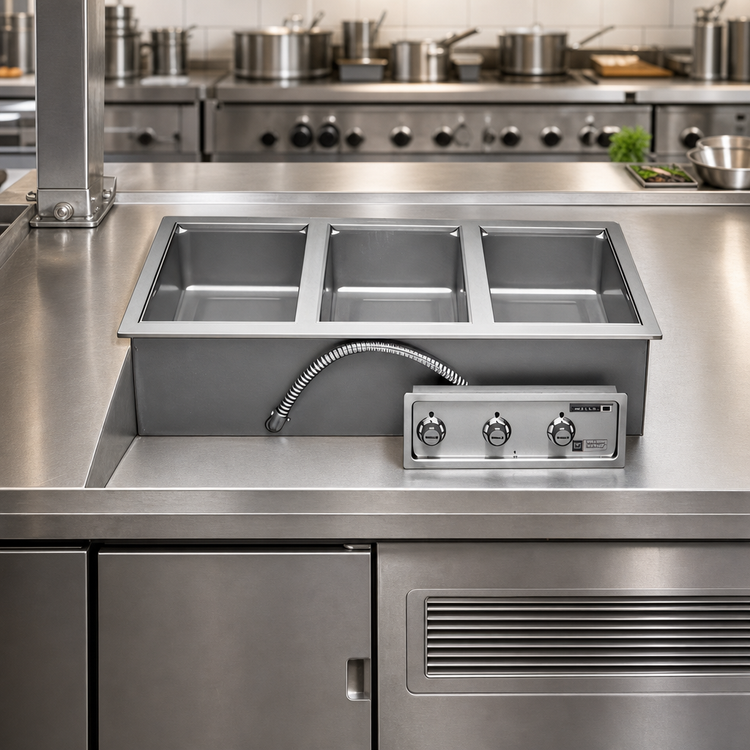 Product image #2 for Wells MOD-300T Three-Well Built-In Electric Food Warmer for 12 x 20 Inch Pans