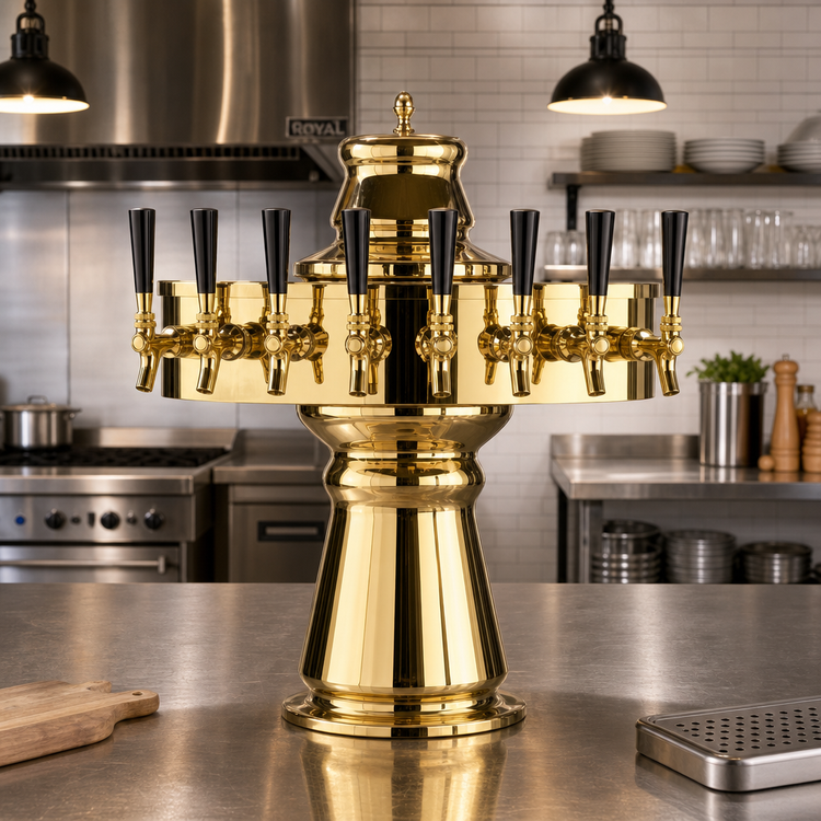 Product image #2 for Vienna Countertop Single-Column Glycol-Cooled Ceramic Draft Beer Tower with 8 Stainless Steel Faucets