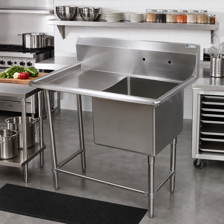 Product image #2 for John Boos Pro-Bowl 1-Compartment Sink with Left Drainboard, 58-3/16" Wide, 16-Gauge Stainless Steel