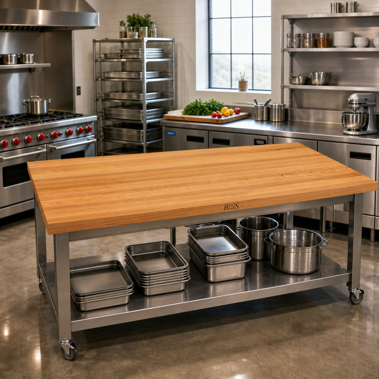 Product image #2 for John Boos Appalachian Red Oak Island Countertop, 96 x 36 x 1-1/2 Inch, Edge Grain, Varnique Finish