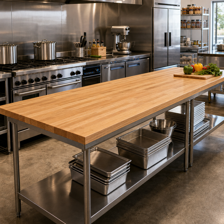 Product image #2 for Appalachian Red Oak Blended Edge Grain Kitchen Countertop, 132 x 25 x 1-1/2 Inch, Varnique Finish