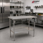 Thumbnail image #2 for Eagle Group AdjusTable T3048SEB-HA Height- Stainless Steel Work Table, 48 x 30 in, 16-Gauge 304 Top, Undershelf