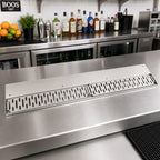 Thumbnail image #2 for John Boos UBDR-42-X 42-Inch Stainless Steel Underbar Drink Rail with 2 Removable Perforated Grates