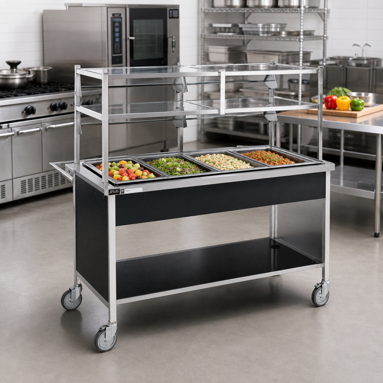 Product image #2 for Atlas Metal CAIC-4 4-Pan Mobile Ice Cooled Cold Food Serving Counter