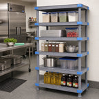 Thumbnail image #2 for Quantum Millenia QP183650SS-5 36"W x 18"D x 50"H Gray Polymer Stationary Starter Shelving Unit with 5 Solid Shelves