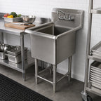 Thumbnail image #2 for John Boos Pro-Bowl 1PB1824 1-Compartment Stainless Steel Floor Sink, 18 x 24 x 12 in Bowl, 16-Gauge, 10 in Backsplash