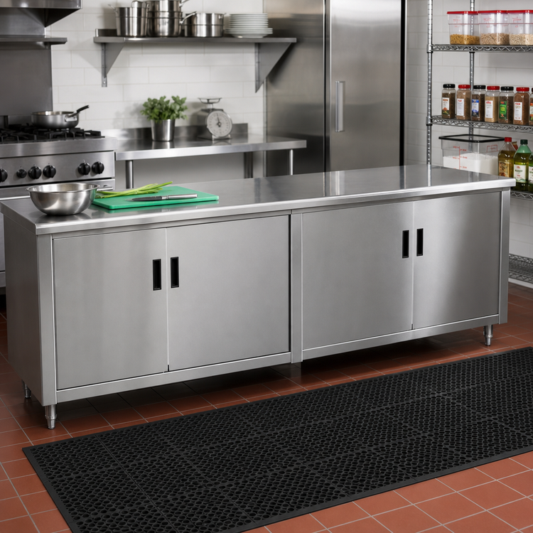 Product image #2 for Advance Tabco Special Value Series 108-Inch x 24-Inch Enclosed Work Table with Cabinet Base and Hinged Doors
