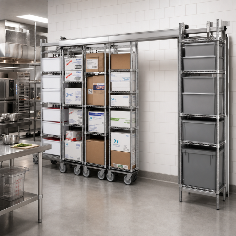 Product image #2 for Metro TOP-TRACK Double-Deep Stationary End Unit Kit for Super Erecta & Super Adjustable Shelving, 18 Inch Wide, Chrome Plated
