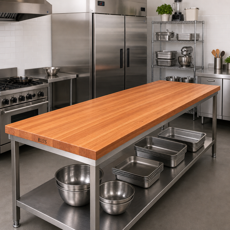 Product image #2 for John Boos Boos Block 144-Inch x 36-Inch x 1-1/2-Inch American Cherry Edge Grain Kitchen Countertop, Varnique Finish