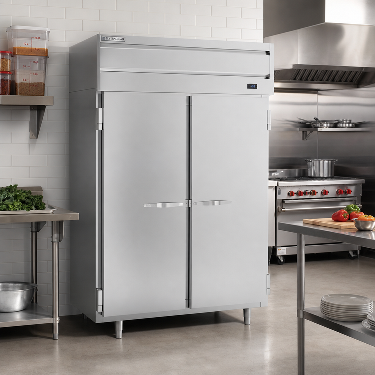 Product image #2 for Beverage-Air P Series Two-Section Reach-In Freezer, 44.57 Cu. Ft., Solid Locking Doors, Top-Mounted Self-Contained Refrigeration
