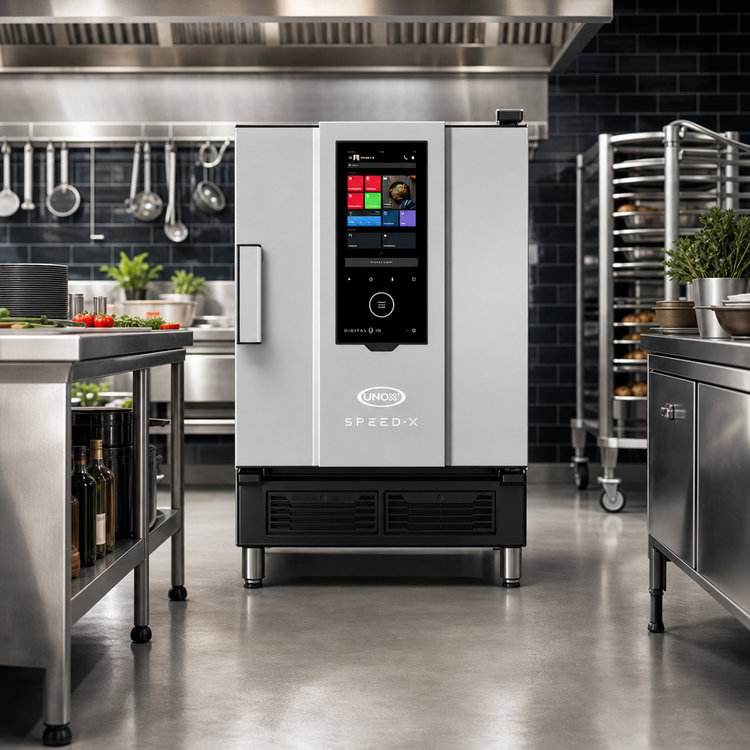 Product image #2 for UNOX SPEED-X Self-Washing Electric Combi Speed Oven, Floor Model, GN 2/3 Tray Capacity