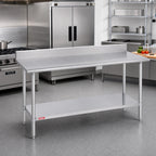 Thumbnail image #2 for Duke Manufacturing 416-3660-5R 60-Inch Stainless Steel Work Table, 16-Gauge 400 Series Top, 5-Inch Riser and Galvanized Undershelf