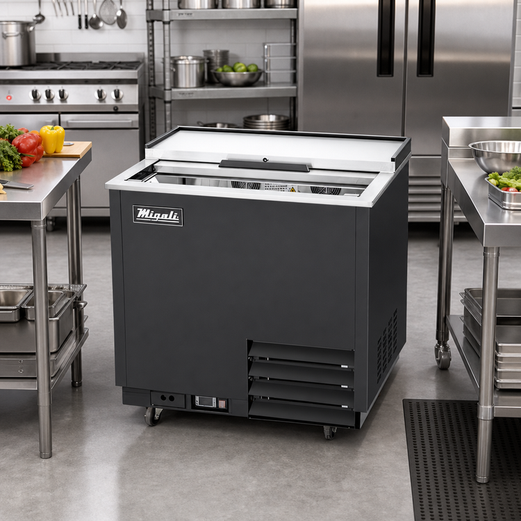 Product image #3 for Migali Competitor Series 36-Inch Glass Froster Freezer with Sliding Glass Lid, 8.5 Cu. Ft., Self-Contained Refrigeration