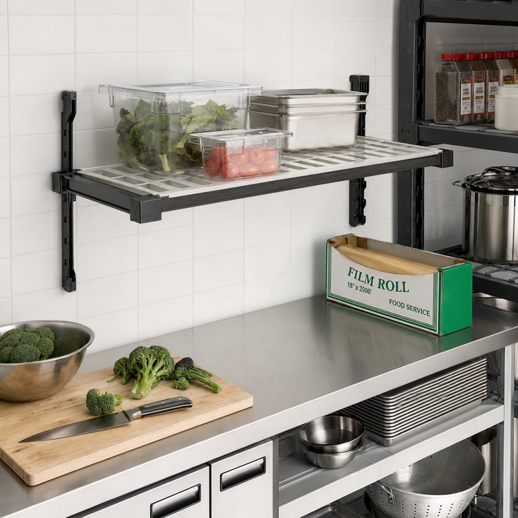 Product image #2 for Camshelving Elevation Series 14-Inch x 48-Inch Vented Wall-Mounted Add-On Shelf Kit, Brushed Graphite
