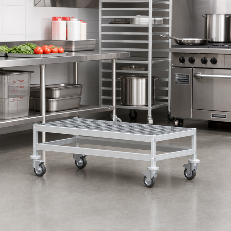 Product image #2 for Fermostock 38-Inch Mobile Louvered Aluminum Dunnage Rack with 5-Inch Casters