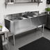 Thumbnail image #2 for CHOICE by Glastender 72-Inch 24-Inch Deep Three-Compartment Underbar Sink Unit with Dual Drainboards and Deck-Mount Faucet