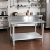 Thumbnail image #2 for John Boos Stallion 60 Inch x 30 Inch 14-Gauge 300 Series Stainless Steel Work Table with 5 Inch Backsplash, Stallion Safety Edge, and Galvanized Undershelf