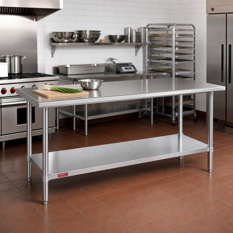 Product image #2 for Duke Manufacturing 108-Inch Stainless Steel Work Table with Galvanized Undershelf, 30-Inch Deep