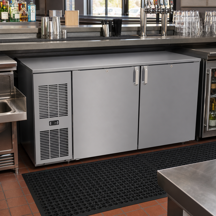 Product image #2 for Glastender C1FL60 Front-Serviced Low Profile Back Bar Cooler, 60 Inch Wide, Two-Section, Self-Contained