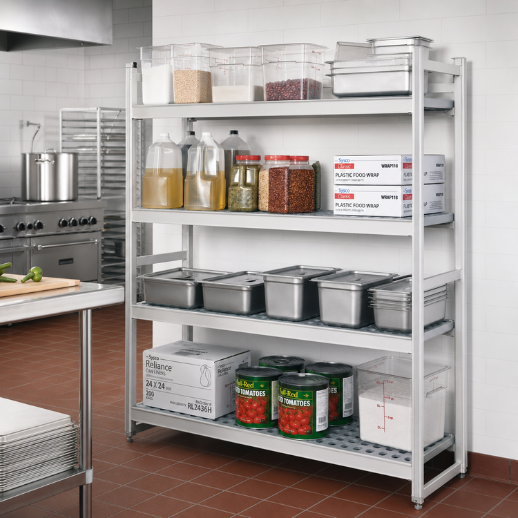 Product image #2 for Fermostock 4-Tier Stationary Starter Polymer Shelving Unit with Removable Polymer Inserts, 47 W x 14 D x 83 H