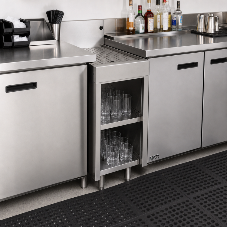 Product image #2 for Glastender Open Front Underbar Drainboard Cabinet Base, 12 Inch x 24 Inch, Stainless Steel