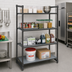 Thumbnail image #2 for Cambro Camshelving Basics Plus 4-Tier Stationary Starter Shelving Unit, 18 x 60 x 64 Inches, 3 Vented + 1 Solid Shelf, Brushed Graphite
