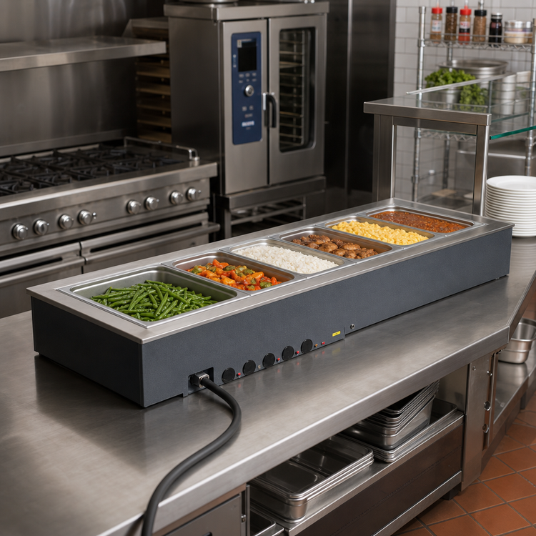 Product image #2 for Vollrath 6-Well Drop-In Electric Hot Food Well for 12 x 20 Pans, Thermostatic, Manifold Drain