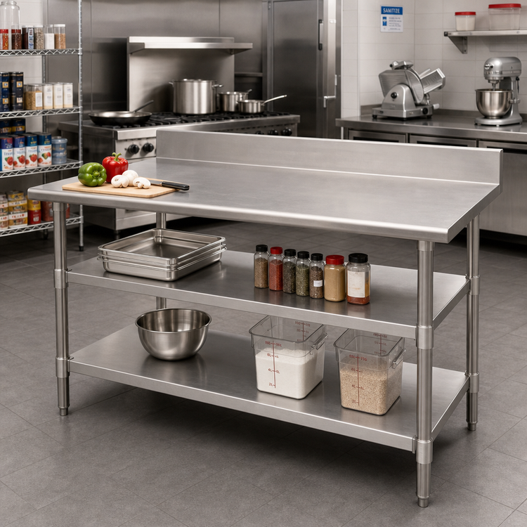 Product image #2 for Eagle Group 132" x 30" Adjustable Galvanized Work Table Undershelf for Uni-Lok Hat Channel Frame Tables