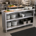 Thumbnail image #3 for John Boos Open Front Stainless Steel Dish Cabinet with Mid-Shelf, 72 x 15 x 35 Inches