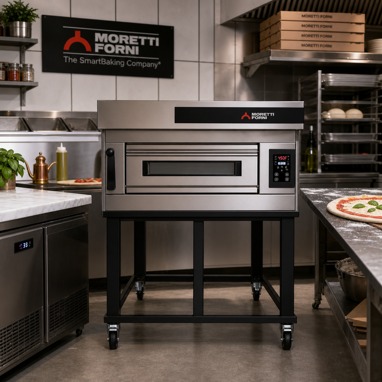 Product image #2 for Moretti Forni S125E SerieS Single Deck Electric Pizza Deck Oven with Refractory Stone Deck and Stand