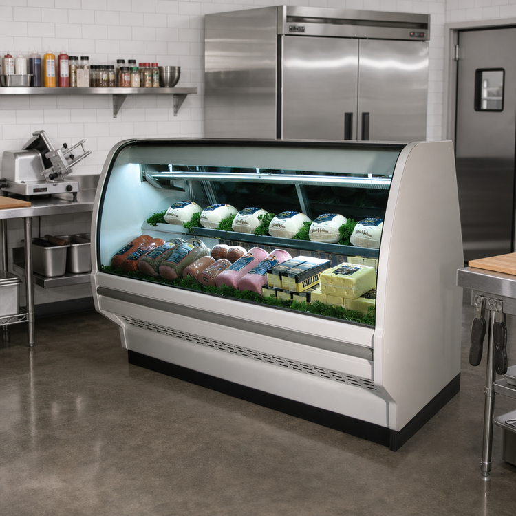 Product image #2 for Howard-McCray 40E Series Remote Deli Meat & Cheese Service Case, 99-1/2-Inch Curved Glass, Stainless Steel, LED