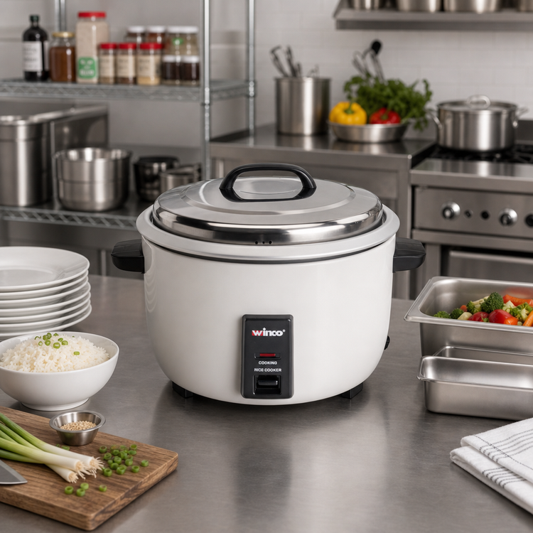 Product image #2 for Winco RC-P301 Electric 30-Cup Stainless Steel Countertop Rice Cooker