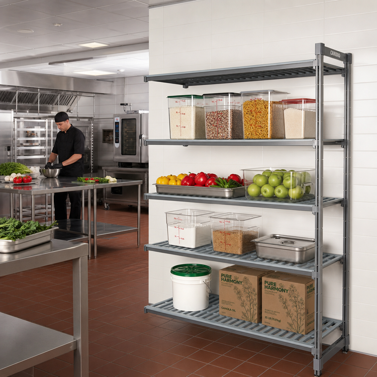 Product image #2 for Cambro Camshelving Basics Plus 42 Inch x 21 Inch x 72 Inch 4-Tier Add-On Polymer Shelving Unit