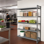 Thumbnail image #2 for Cambro Camshelving® Basics Plus CBA214272VS4580 42 x 21 x 72 Inch 4-Tier Add-On Polymer Shelving Unit, 3 Vented/1 Solid, Brushed Graphite