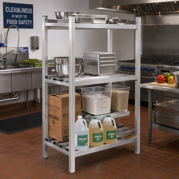 Product image #2 for Lifetime Tough All-Welded Heavy-Duty 3-Shelf Channel-Style Aluminum Dunnage Shelving, 60 x 20 x 64 Inches