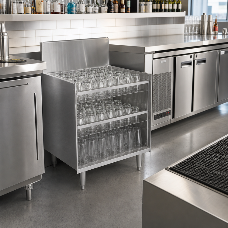 Product image #2 for Eagle Spec-Bar Open Top Underbar Glass Rack Storage Unit, 24"W x 19"D, 3-Rack Capacity